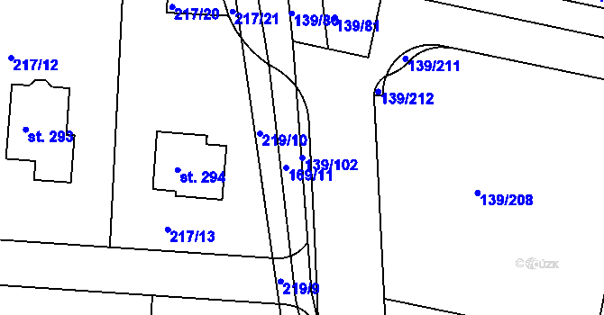 Parcela st. 139/102 v KÚ Trnová u Jíloviště, Katastrální mapa