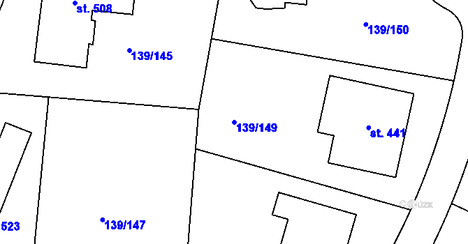 Parcela st. 139/149 v KÚ Trnová u Jíloviště, Katastrální mapa