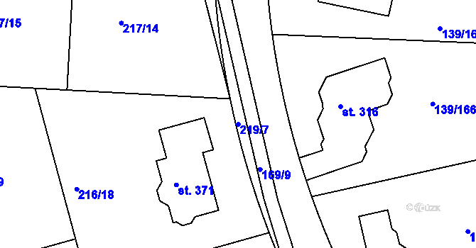 Parcela st. 219/7 v KÚ Trnová u Jíloviště, Katastrální mapa