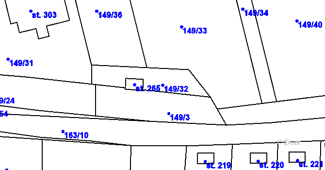 Parcela st. 149/32 v KÚ Trnová u Jíloviště, Katastrální mapa