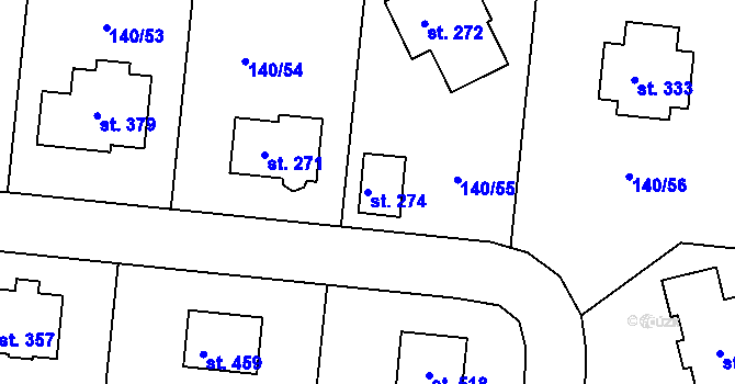 Parcela st. 274 v KÚ Trnová u Jíloviště, Katastrální mapa