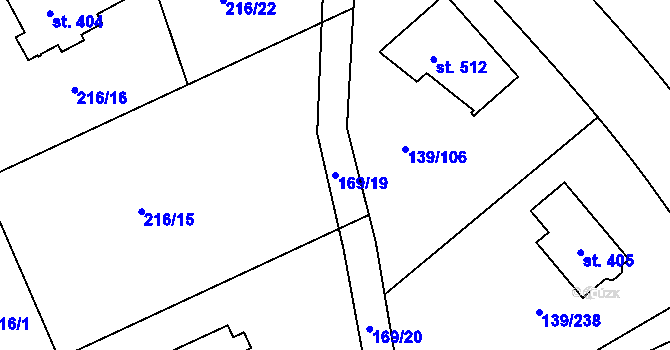 Parcela st. 169/19 v KÚ Trnová u Jíloviště, Katastrální mapa