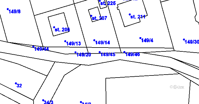 Parcela st. 149/45 v KÚ Trnová u Jíloviště, Katastrální mapa