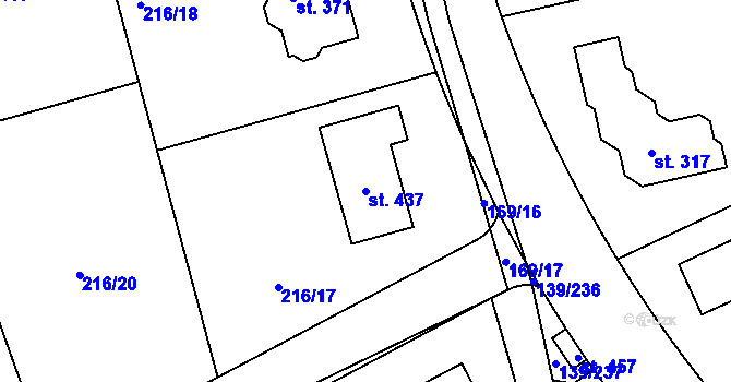 Parcela st. 437 v KÚ Trnová u Jíloviště, Katastrální mapa