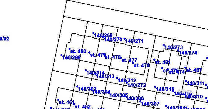 Parcela st. 478 v KÚ Trnová u Jíloviště, Katastrální mapa