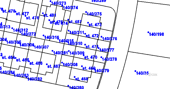 Parcela st. 471 v KÚ Trnová u Jíloviště, Katastrální mapa
