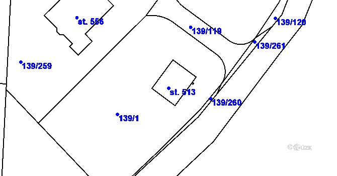 Parcela st. 513 v KÚ Trnová u Jíloviště, Katastrální mapa