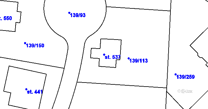 Parcela st. 537 v KÚ Trnová u Jíloviště, Katastrální mapa