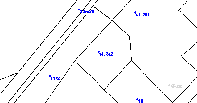 Parcela st. 3/2 v KÚ Jimlín, Katastrální mapa