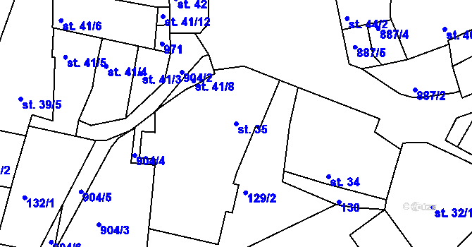 Parcela st. 35 v KÚ Jimlín, Katastrální mapa