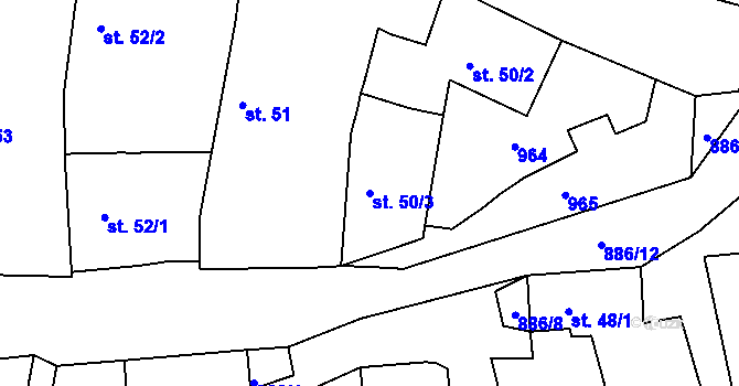 Parcela st. 50/3 v KÚ Jimlín, Katastrální mapa