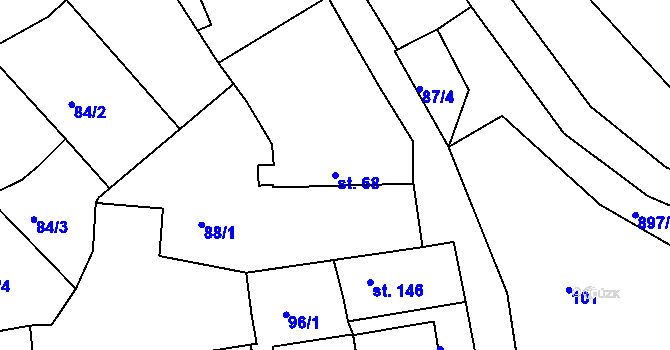 Parcela st. 68 v KÚ Jimlín, Katastrální mapa