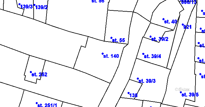 Parcela st. 140 v KÚ Jimlín, Katastrální mapa