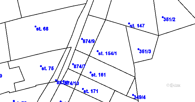 Parcela st. 154/1 v KÚ Jimlín, Katastrální mapa
