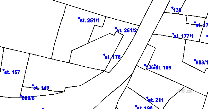 Parcela st. 176 v KÚ Jimlín, Katastrální mapa
