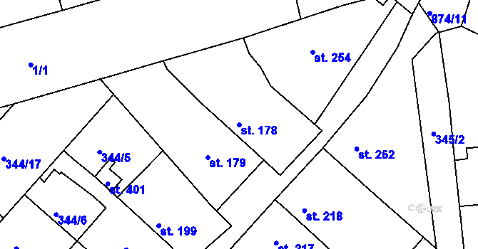 Parcela st. 178 v KÚ Jimlín, Katastrální mapa