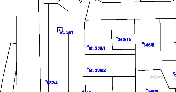 Parcela st. 238/1 v KÚ Jimlín, Katastrální mapa