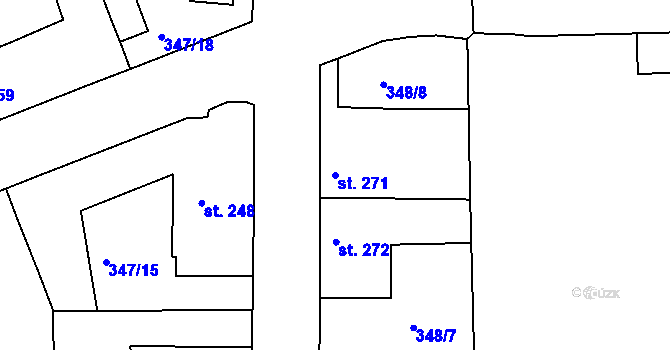 Parcela st. 271 v KÚ Jimlín, Katastrální mapa