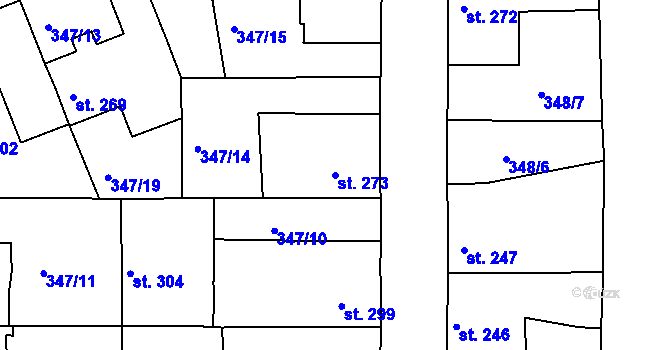 Parcela st. 273 v KÚ Jimlín, Katastrální mapa