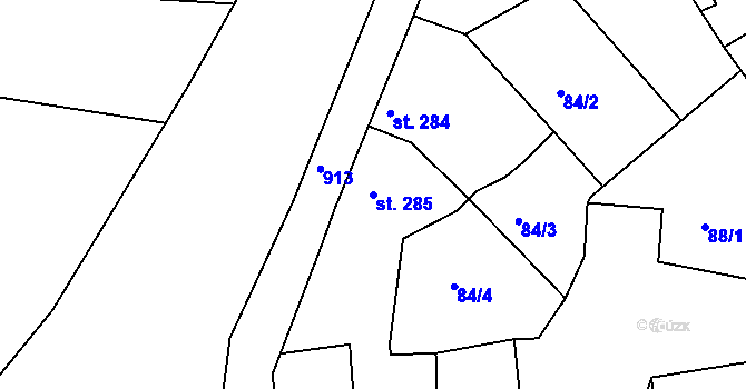 Parcela st. 285 v KÚ Jimlín, Katastrální mapa