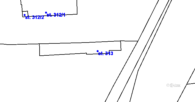Parcela st. 313 v KÚ Jimlín, Katastrální mapa