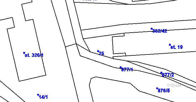 Parcela st. 25 v KÚ Jimlín, Katastrální mapa