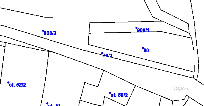 Parcela st. 79/3 v KÚ Jimlín, Katastrální mapa