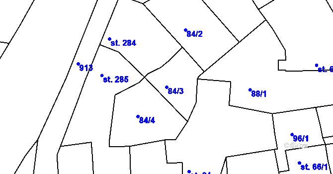 Parcela st. 84/3 v KÚ Jimlín, Katastrální mapa