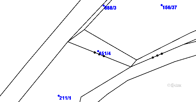 Parcela st. 151/4 v KÚ Jimlín, Katastrální mapa