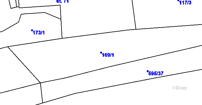 Parcela st. 169/1 v KÚ Jimlín, Katastrální mapa