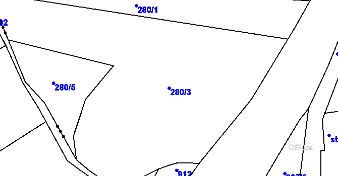 Parcela st. 280/3 v KÚ Jimlín, Katastrální mapa