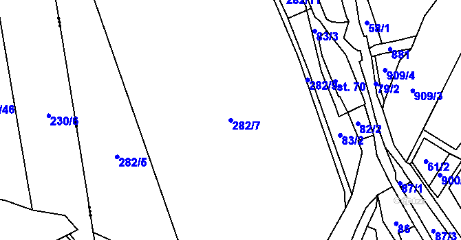 Parcela st. 282/7 v KÚ Jimlín, Katastrální mapa