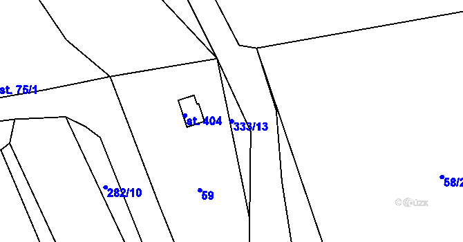 Parcela st. 333/13 v KÚ Jimlín, Katastrální mapa