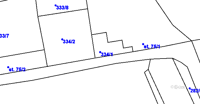 Parcela st. 334/1 v KÚ Jimlín, Katastrální mapa