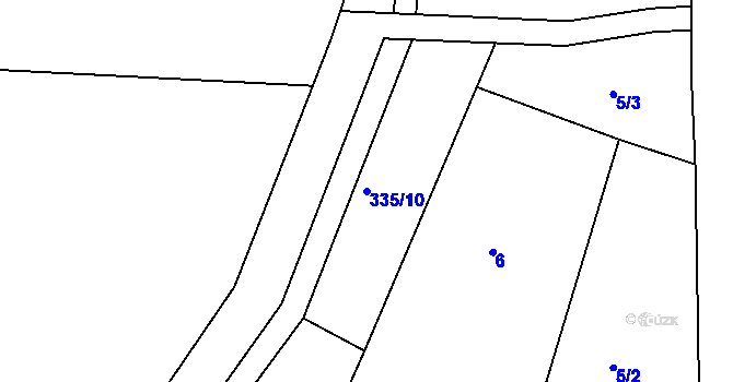 Parcela st. 335/10 v KÚ Jimlín, Katastrální mapa
