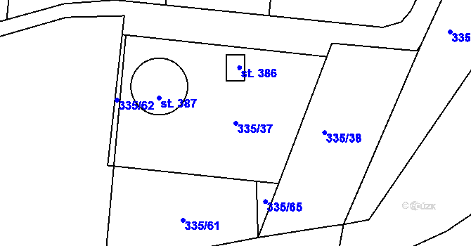 Parcela st. 335/37 v KÚ Jimlín, Katastrální mapa