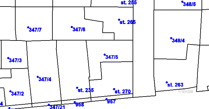 Parcela st. 347/5 v KÚ Jimlín, Katastrální mapa