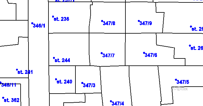 Parcela st. 347/7 v KÚ Jimlín, Katastrální mapa