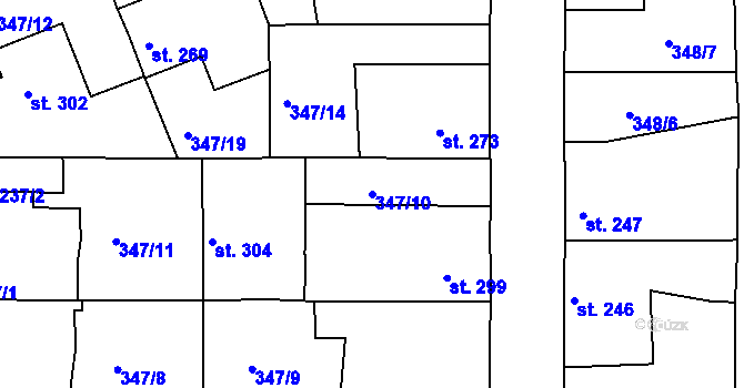 Parcela st. 347/10 v KÚ Jimlín, Katastrální mapa