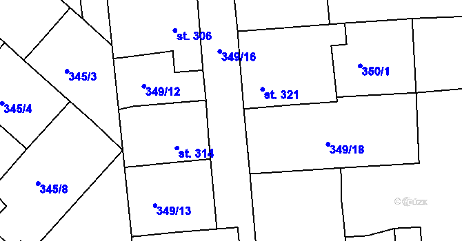 Parcela st. 349/19 v KÚ Jimlín, Katastrální mapa