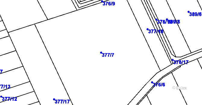 Parcela st. 377/7 v KÚ Jimlín, Katastrální mapa