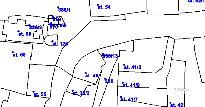 Parcela st. 886/13 v KÚ Jimlín, Katastrální mapa