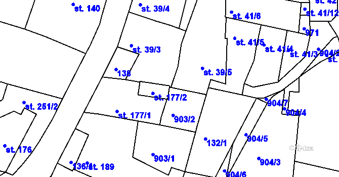 Parcela st. 177/3 v KÚ Jimlín, Katastrální mapa