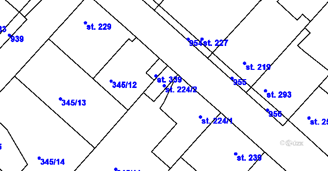 Parcela st. 224/2 v KÚ Jimlín, Katastrální mapa