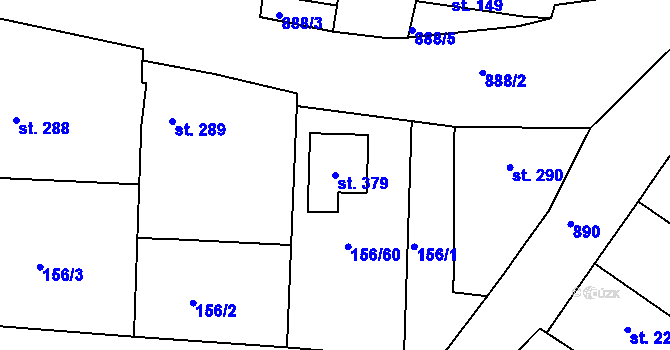 Parcela st. 379 v KÚ Jimlín, Katastrální mapa