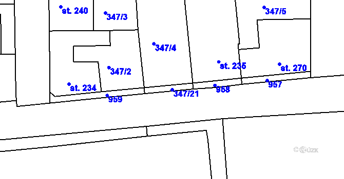 Parcela st. 347/21 v KÚ Jimlín, Katastrální mapa
