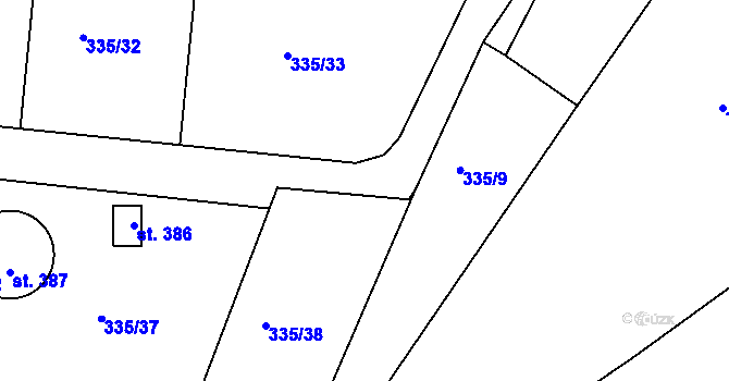 Parcela st. 335/66 v KÚ Jimlín, Katastrální mapa