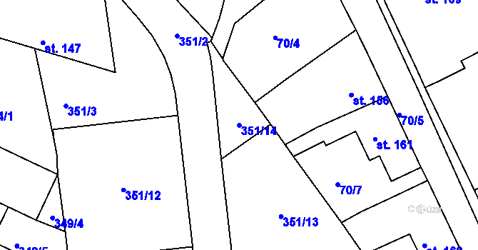 Parcela st. 351/14 v KÚ Jimlín, Katastrální mapa