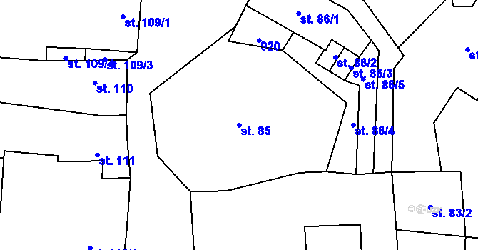 Parcela st. 85 v KÚ Opočno u Loun, Katastrální mapa