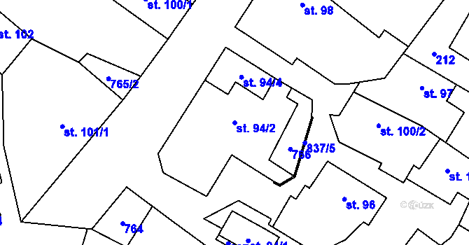 Parcela st. 94/2 v KÚ Opočno u Loun, Katastrální mapa